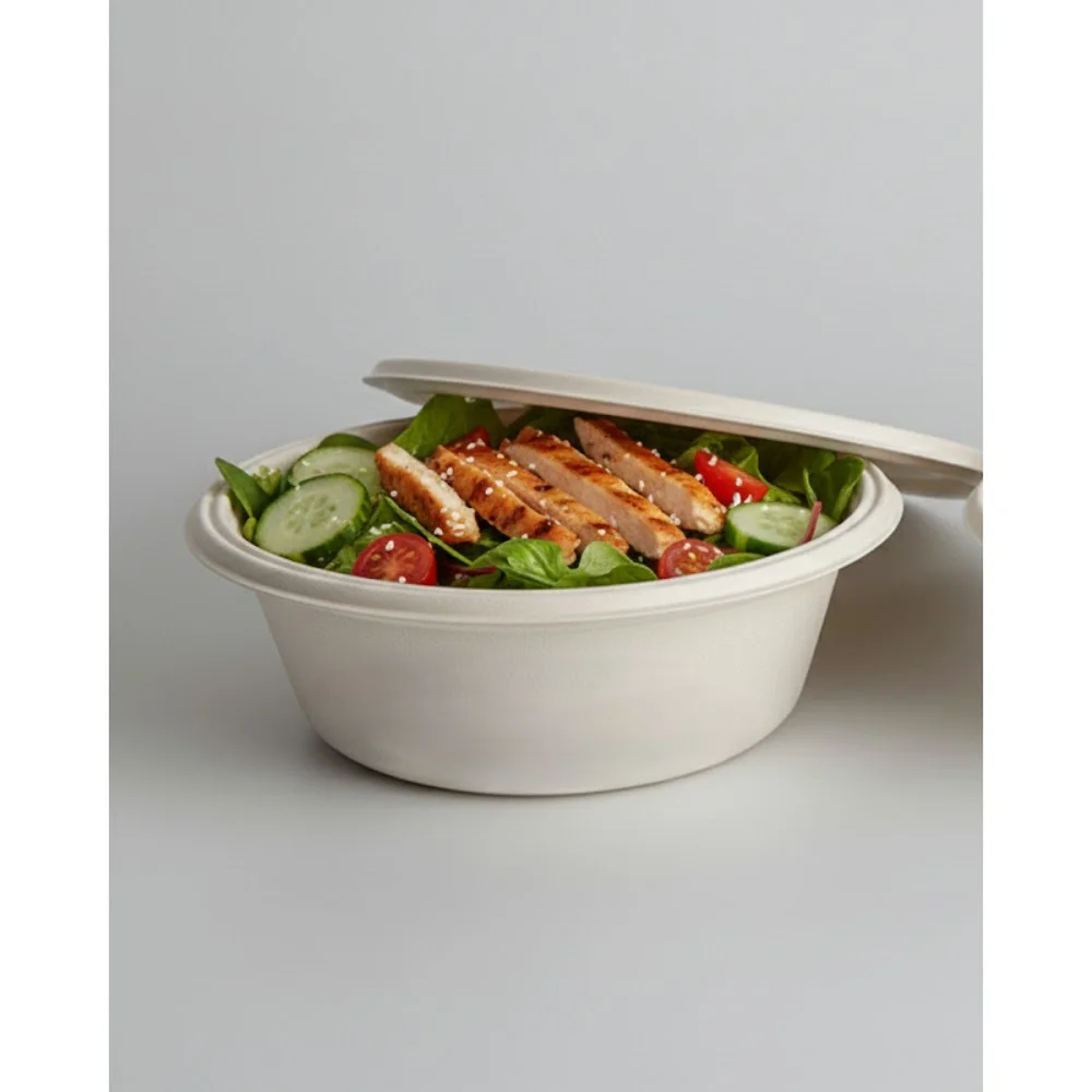 Bagasse Bowl Lid / without Lid | Secure Closure | Compostable Packaging | MOQ 600